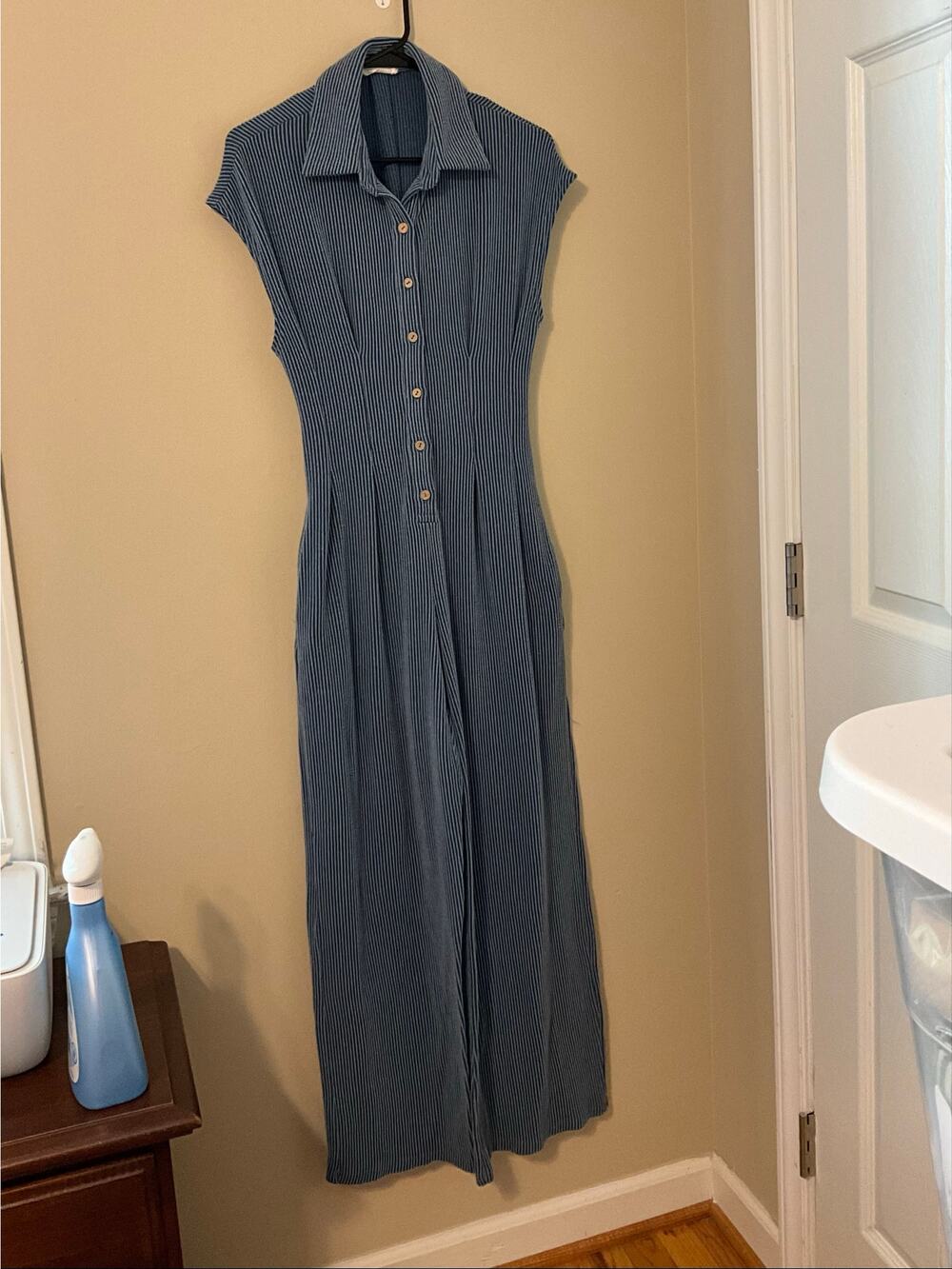 Illa Illa Blue Ribbed Romper With Open Back